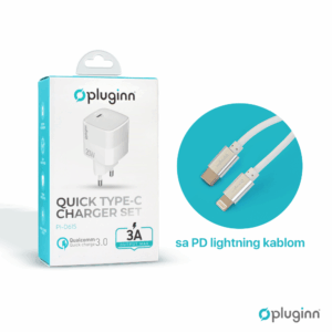Kucni punjac Pluginn PI-D61S, PD3.0, PPS, 20W sa PD iPhone lightning kablom beli CE