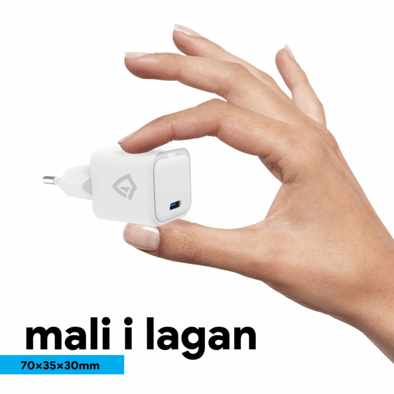 Kucni punjac Teracell Evolution TC-14GP, GaN, PD 3.0, 20W sa PD iPhone lightning kablom beli CE
