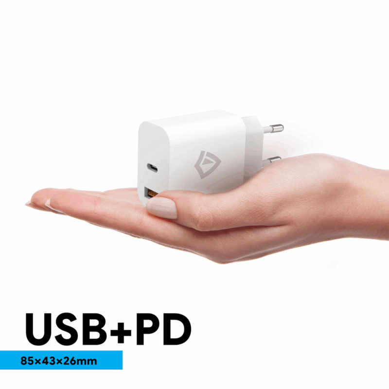 Kucni punjac Teracell Evolution TC-15GP, QC 3.0, PD 3.0, 20W sa PD iPhone lightning kablom beli CE