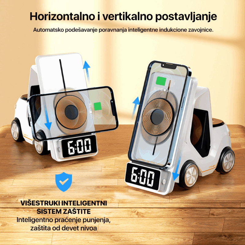 Kucni punjac Wireless 15W Viljuskar 5 u 1 sivi