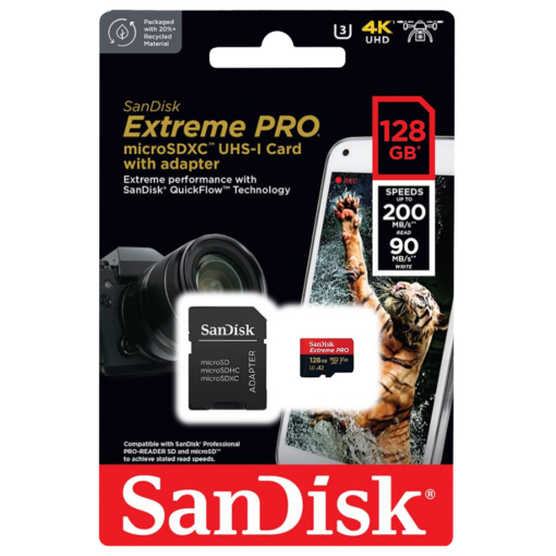Mem.Kartica SanDisk SDHC 128GB Micro Extreme Pro 200MB/s  A2 C10 UHS-I U3 V30+adapter