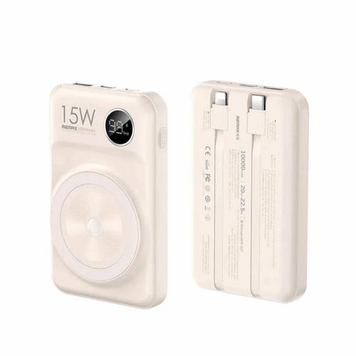 Power bank prenosiva baterija Magsafe REMAX Lecho Series RPP-527 PD 20W + QC 22.5W Fast Charging 10000mAh beli