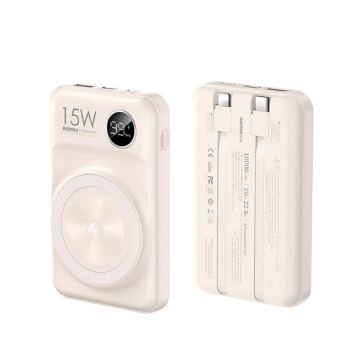 Power bank prenosiva baterija Magsafe REMAX Lecho Series RPP-527 PD 20W + QC 22.5W Fast Charging 10000mAh beli