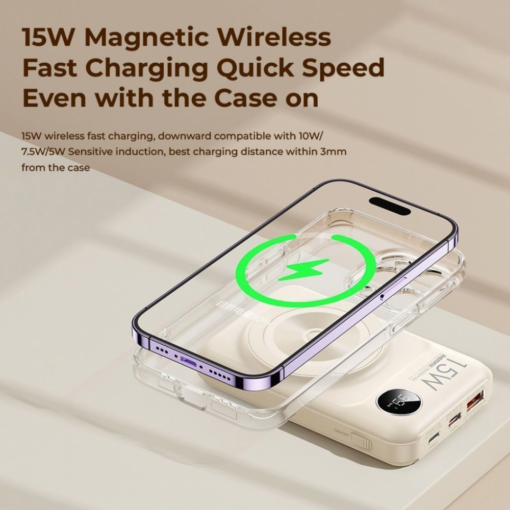 Power bank prenosiva baterija Magsafe REMAX Lecho Series RPP-527 PD 20W + QC 22.5W Fast Charging 10000mAh beli - Image 4