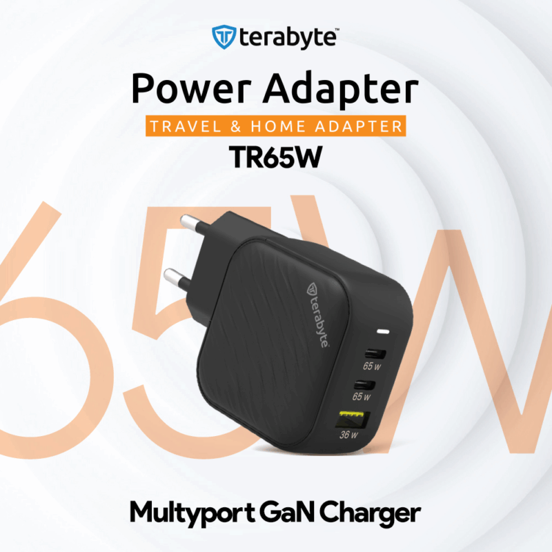 Punjac univerzalni Terabyte TR65W, GaN, PPS, PD 3.0, QC 3.0, 65W crni CE