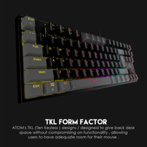 Tastatura Mehanicka Gaming Fantech MK876 RGB Atom TKL crna (Red switch)