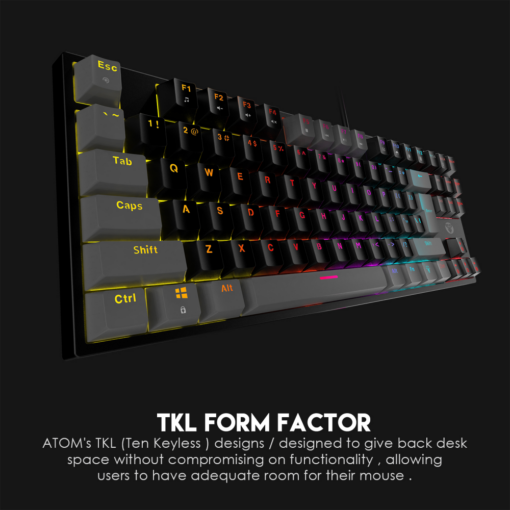 Tastatura Mehanicka Gaming Fantech MK876 RGB Atom TKL siva (Blue switch) - Image 3