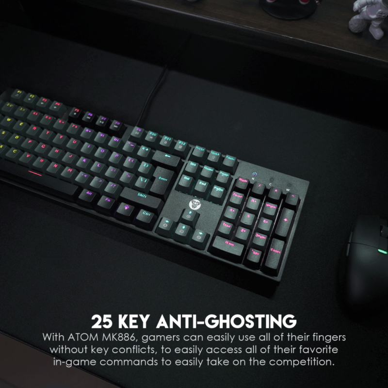 Tastatura Mehanicka Gaming Fantech MK886 RGB Atom crna (Red switch)