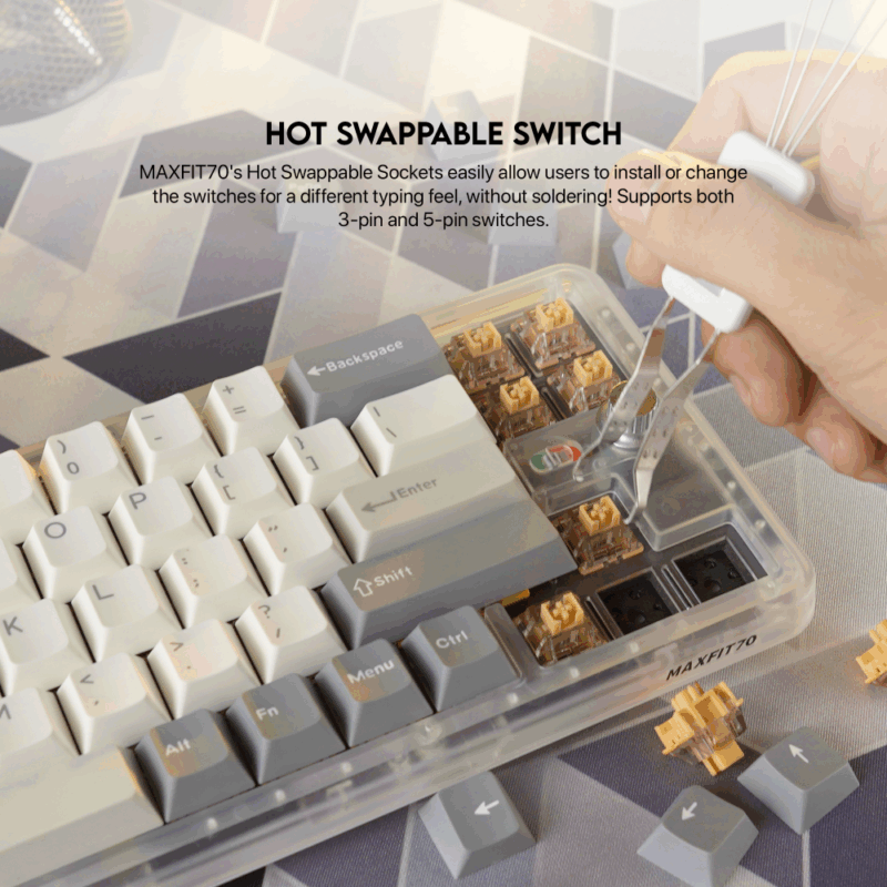 Tastatura Mehanicka Gaming Fantech MK911 RGB Vibe Maxfit 70 London Tour Wireless (Yellow switch)