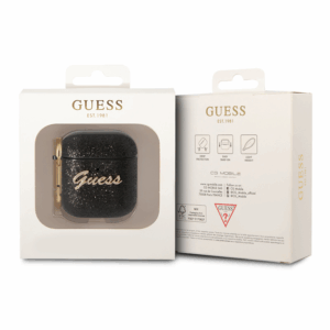 Torbica Guess za Airpods 1/2 PU Glitter Flake crna (GUA2HGGSHK)