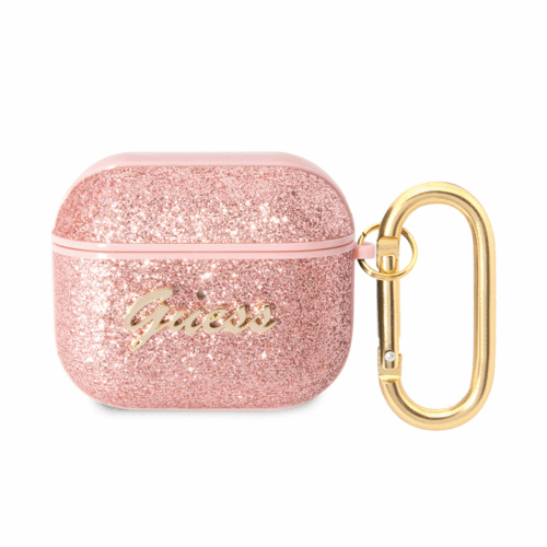 Torbica Guess za Airpods 3 PU Glitter Flake pink (GUA3HGGSHP)