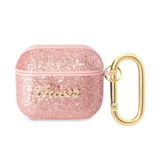 Torbica Guess za Airpods 3 PU Glitter Flake pink (GUA3HGGSHP)
