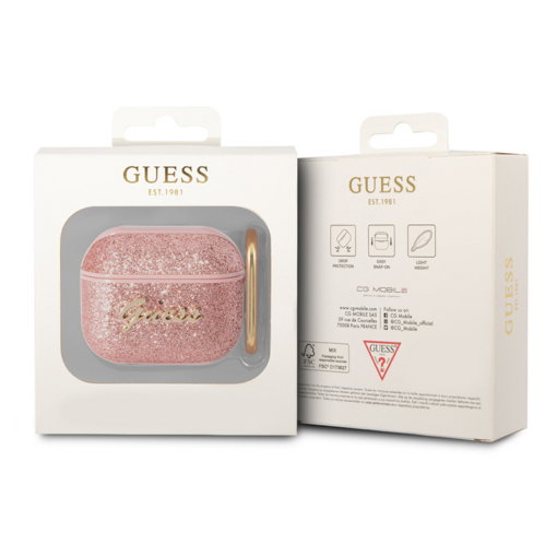 Torbica Guess za Airpods 3 PU Glitter Flake pink (GUA3HGGSHP) - Image 3