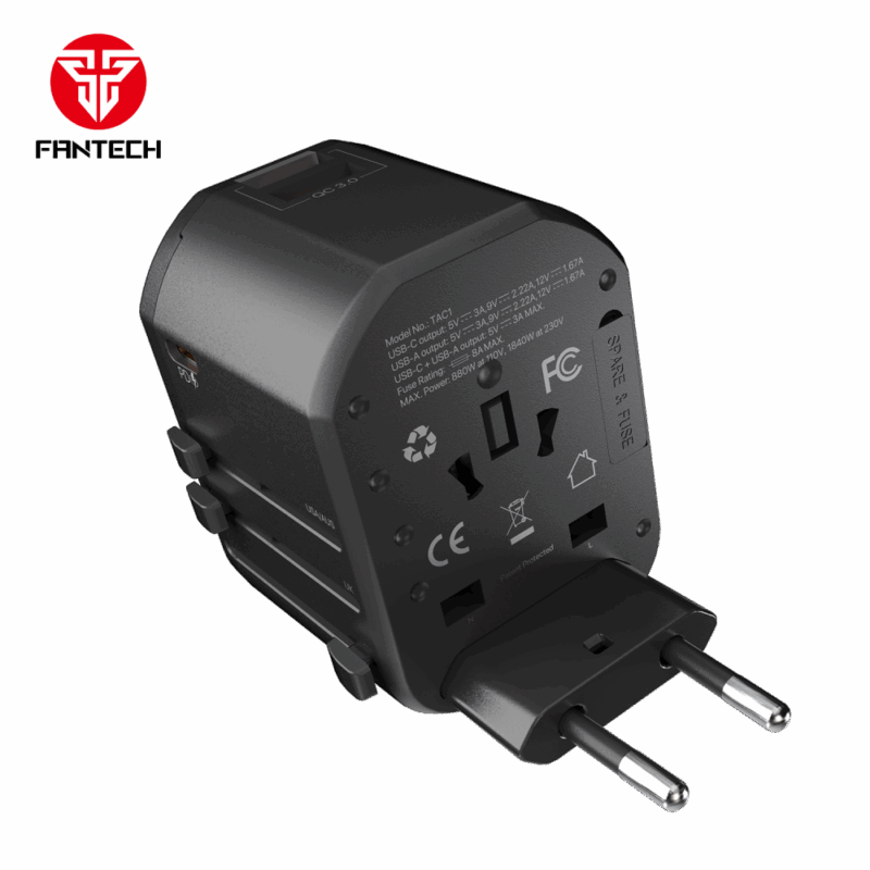 Univerzalni Multi Adapter Fantech TAC1 Power Cube 20W, PD, QC 3.0, 20W, crni
