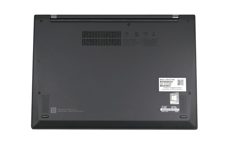 Lenovo ThinkPad X1 Carbon Gen 9 bottom side with product label